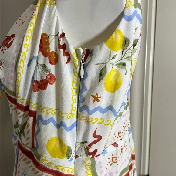 Abercrombie and Fitch Tie Front Scarf Midi Dress Italy Coastal Fruit Sz L NEW - Picture 9 of 13